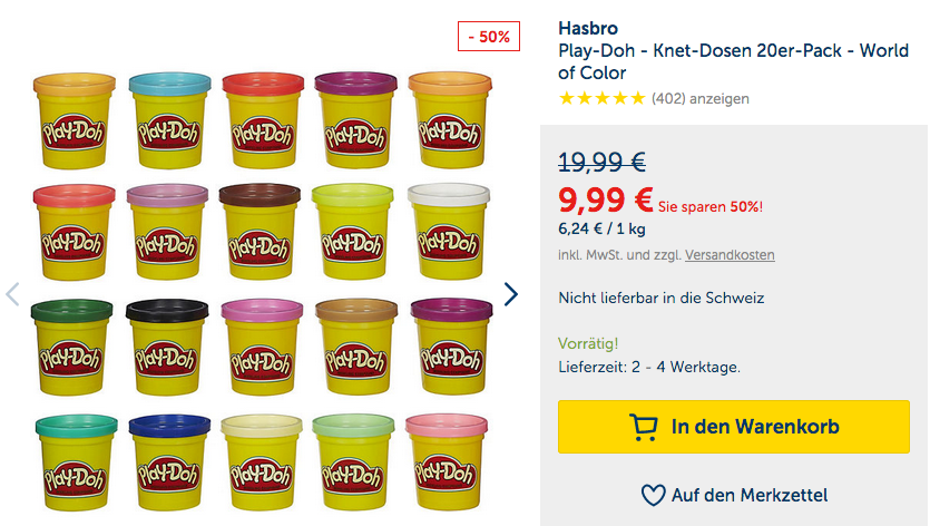 Play-Doh - Knet-Dosen 20er-Pack - World of Color Play-Doh - Knet-Dosen 20er-Pack - World of Color
