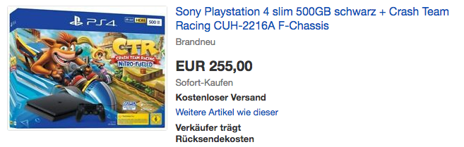 PlayStation 4 Konsole - Crash Team Racing Nitro-Fueled Bundle (Slim, Jet Black, CUH-22XXB (F-Chassis)) PlayStation 4 Konsole - Crash Team Racing Nitro-Fueled Bundle (Slim, Jet Black, CUH-22XXB (F-Chassis))