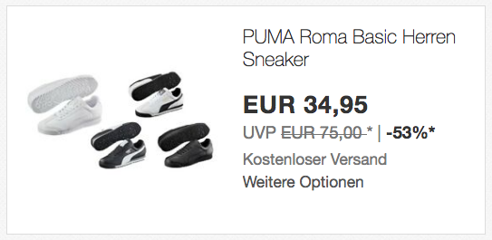 PUMA Roma Basic Herren Sneaker, versch. Farben und Größen PUMA Roma Basic Herren Sneaker, versch. Farben und Größen