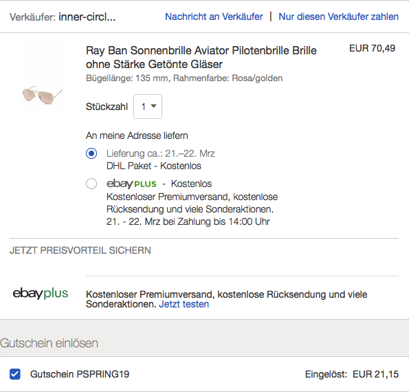 Ray Ban Sonnenbrille Aviator (RBSUN-3025), 135 mm Bügellänge, rosa/golden Ray Ban Sonnenbrille Aviator (RBSUN-3025), 135 mm Bügellänge, rosa/golden