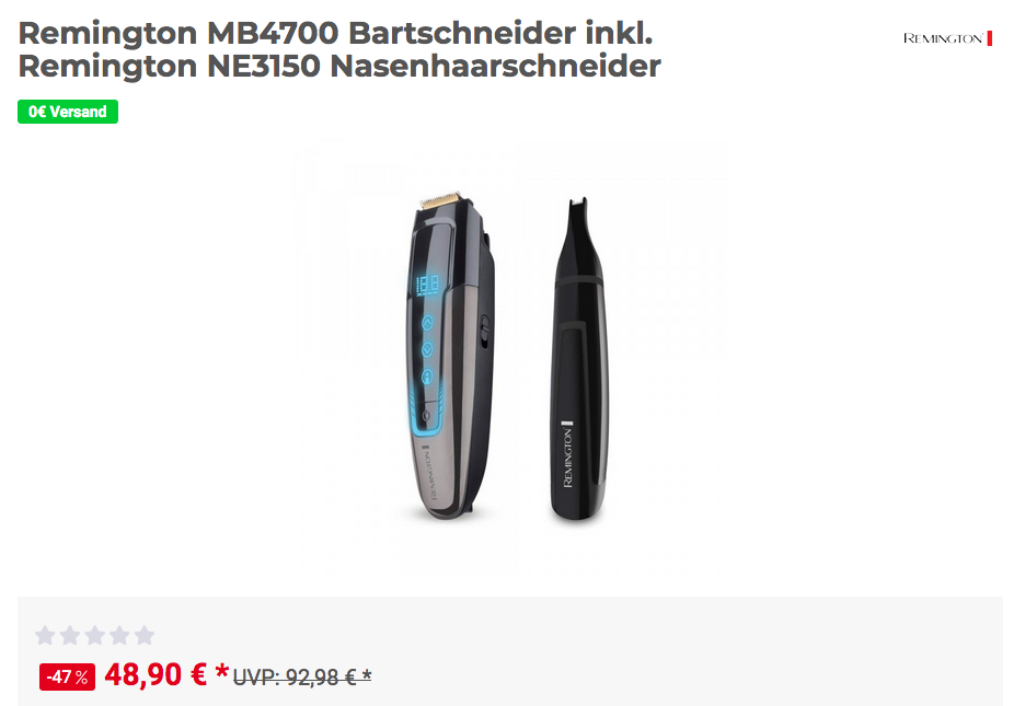 Remington MB4700 Bartschneider inkl. Remington NE3150 Nasenhaarschneider Remington MB4700 Bartschneider inkl. Remington NE3150 Nasenhaarschneider