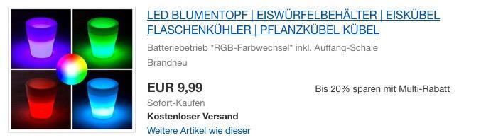 RGB-LED Blumentopf & Eiswürfelbehälter mit integrierter Auffangschale - jetzt 33% billiger RGB-LED Blumentopf & Eiswürfelbehälter mit integrierter Auffangschale - jetzt 33% billiger