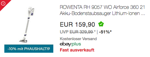 Rowenta RH9057WO Akku-Stielstaubsauger Rowenta RH9057WO Akku-Stielstaubsauger