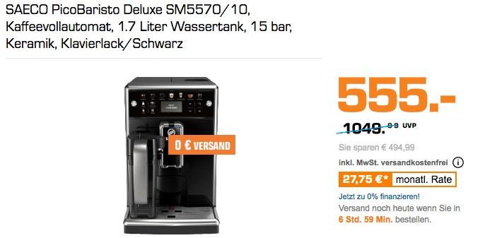 SAECO PicoBaristo Deluxe SM5570/10 Kaffeevollautomat, schwarz SAECO PicoBaristo Deluxe SM5570/10 Kaffeevollautomat, schwarz