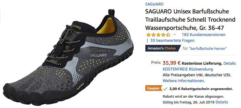 SAGUARO Unisex Barfußschuhe/Wassersportschuhe (36-46), schwarz SAGUARO Unisex Barfußschuhe/Wassersportschuhe (36-46), schwarz