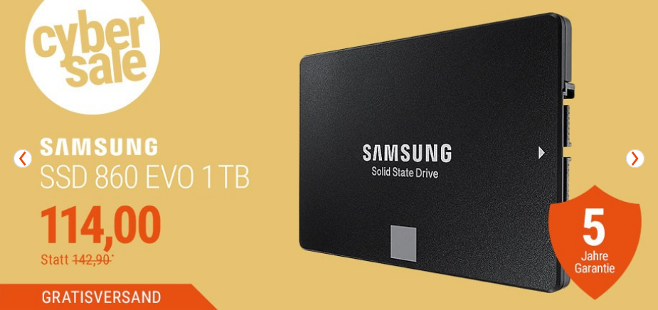 Samsung SSD 860 EVO Series 1TB interne Festplatte, 2.5 Zoll MLC V-NAND Samsung SSD 860 EVO Series 1TB interne Festplatte, 2.5 Zoll MLC V-NAND