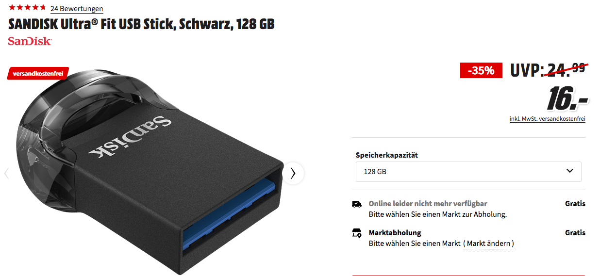 SANDISK Ultra® Fit 128GB USB-3.1-Stick SANDISK Ultra® Fit 128GB USB-3.1-Stick
