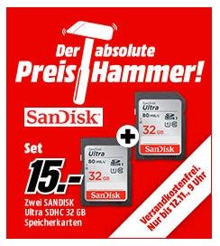 SANDISK Ultra SDHC Speicherkarte 32 GB 2er Set - jetzt 25% billiger SANDISK Ultra SDHC Speicherkarte 32 GB 2er Set - jetzt 25% billiger
