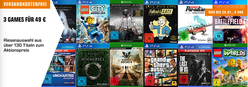 Saturn: 3 für 49 Games- Aktion bis 28.01.2019 09:00 Uhr. Saturn: 3 für 49 Games- Aktion bis 28.01.2019 09:00 Uhr.