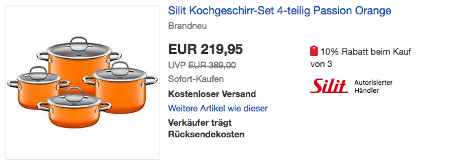 Silit Kochgeschirr-Set "Passion Orange", 4-teilig Silit Kochgeschirr-Set "Passion Orange", 4-teilig