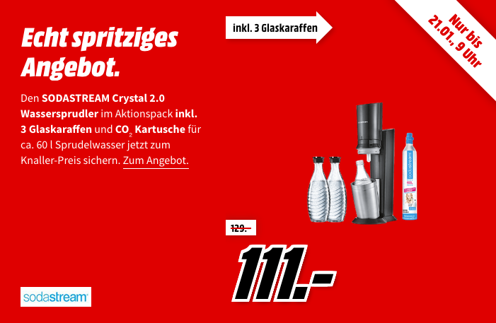 SodaStream Crystal 2.0 Titan Wassersprudler inkl. 3x Glaskaraffen und Kohlensäurezylinder SodaStream Crystal 2.0 Titan Wassersprudler inkl. 3x Glaskaraffen und Kohlensäurezylinder