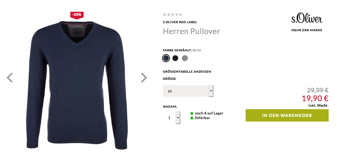 s.Oliver Red Label Herren Pullover mit V-Ausschnitt s.Oliver Red Label Herren Pullover mit V-Ausschnitt