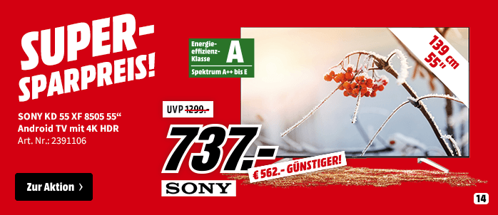 SONY KD-55XF8505 LED TV (55 Zoll, UHD 4K, SMART TV, Android TV) SONY KD-55XF8505 LED TV (55 Zoll, UHD 4K, SMART TV, Android TV)