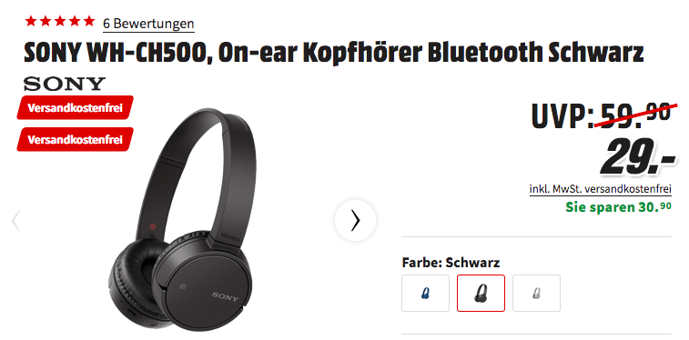 SONY WH-CH500 kabelloser On-ear Bluetooth-Kopfhörer (schwarz, blau oder grau) SONY WH-CH500 kabelloser On-ear Bluetooth-Kopfhörer (schwarz, blau oder grau)