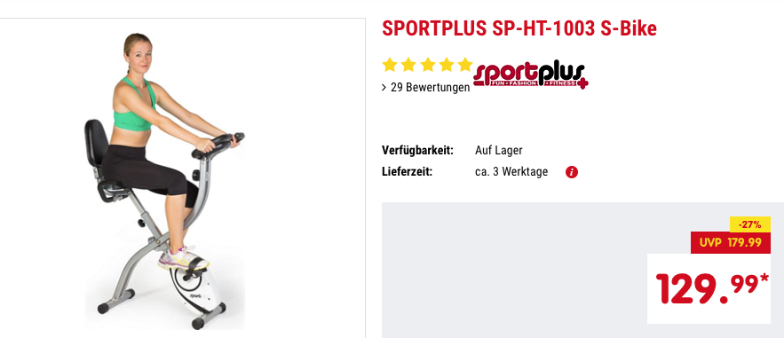 SPORTPLUS SP-HT-1003 S-Bike, klappbarer Hometrainer mit Komfortsattel SPORTPLUS SP-HT-1003 S-Bike, klappbarer Hometrainer mit Komfortsattel