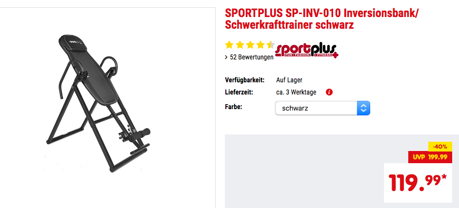 SPORTPLUS SP-INV-010 Inversionsbank/ Schwerkrafttrainer in Schwarz oder Rot SPORTPLUS SP-INV-010 Inversionsbank/ Schwerkrafttrainer in Schwarz oder Rot