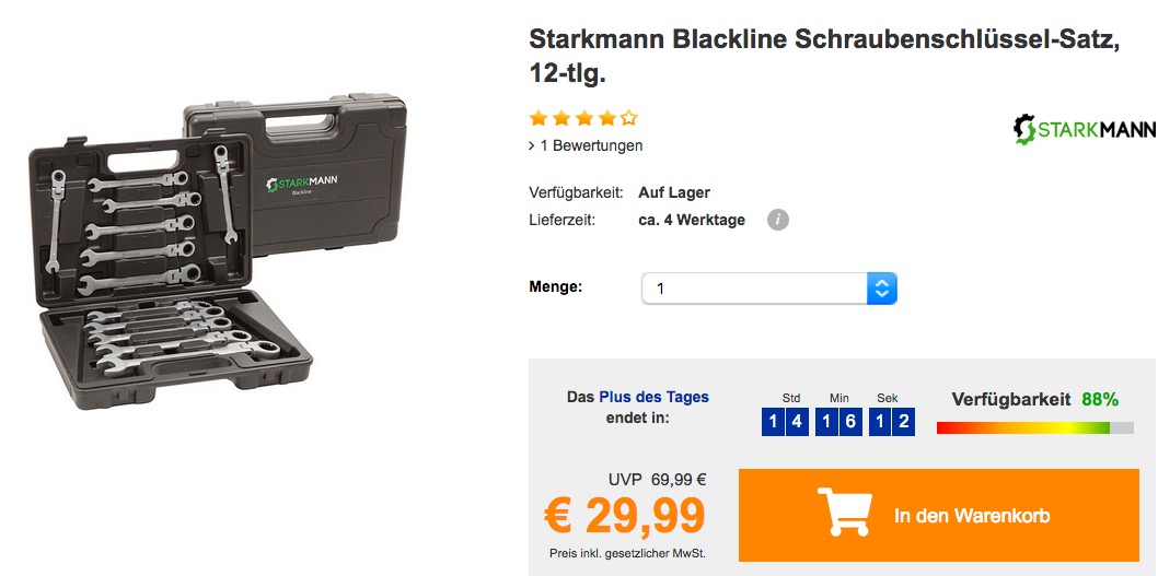 Starkmann Blackline Schraubenschlüssel-Satz, 12-tlg. - jetzt 19% billiger Starkmann Blackline Schraubenschlüssel-Satz, 12-tlg. - jetzt 19% billiger