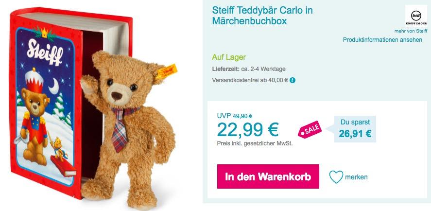 Steiff Teddybär Carlo in Märchenbuchbox - jetzt 19% billiger Steiff Teddybär Carlo in Märchenbuchbox - jetzt 19% billiger