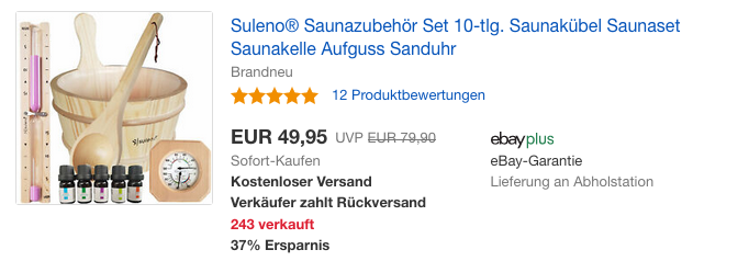 Suleno® Saunazubehör Set, 10-tlg. Suleno® Saunazubehör Set, 10-tlg.