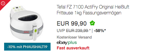 Tefal ActiFry FZ7100 Heißluft-Fritteuse, 1400 W, 1 Kg Tefal ActiFry FZ7100 Heißluft-Fritteuse, 1400 W, 1 Kg
