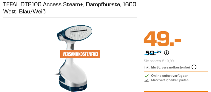 TEFAL DT8100 Access Steam+ Dampfbürste, 1600 Watt TEFAL DT8100 Access Steam+ Dampfbürste, 1600 Watt