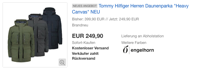 Tommy Hilfiger Herren Daunenparka "Heavy Canvas" Tommy Hilfiger Herren Daunenparka "Heavy Canvas"