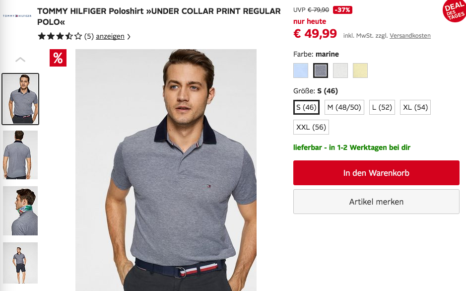 TOMMY HILFIGER Herren Poloshirt "UNDER COLLAR PRINT REGULAR POLO", versch. Farben und Größen TOMMY HILFIGER Herren Poloshirt "UNDER COLLAR PRINT REGULAR POLO", versch. Farben und Größen