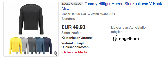 Tommy Hilfiger Herren Strickpullover mit V-Neck, versch. Farben und Größen Tommy Hilfiger Herren Strickpullover mit V-Neck, versch. Farben und Größen
