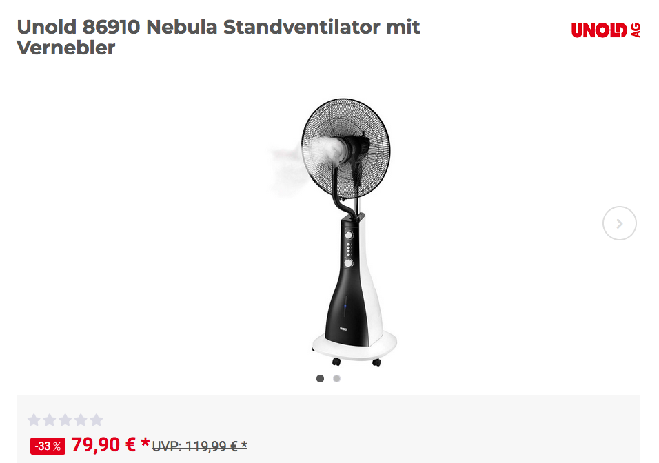 Unold 86910 Nebula Standventilator mit Vernebler Unold 86910 Nebula Standventilator mit Vernebler