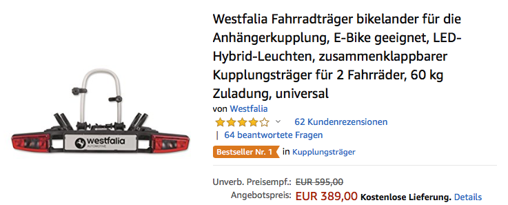 Westfalia Fahrradträger bikelander Westfalia Fahrradträger bikelander