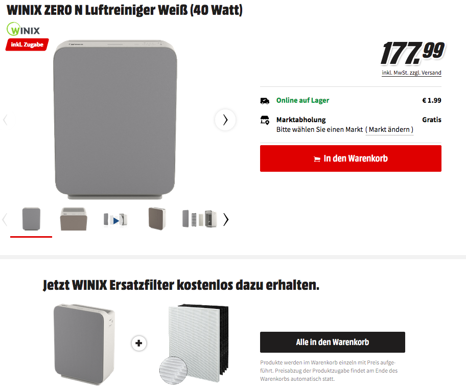WINIX ZERO N Luftreiniger inkl. Ersatzfilter WINIX ZERO N Luftreiniger inkl. Ersatzfilter