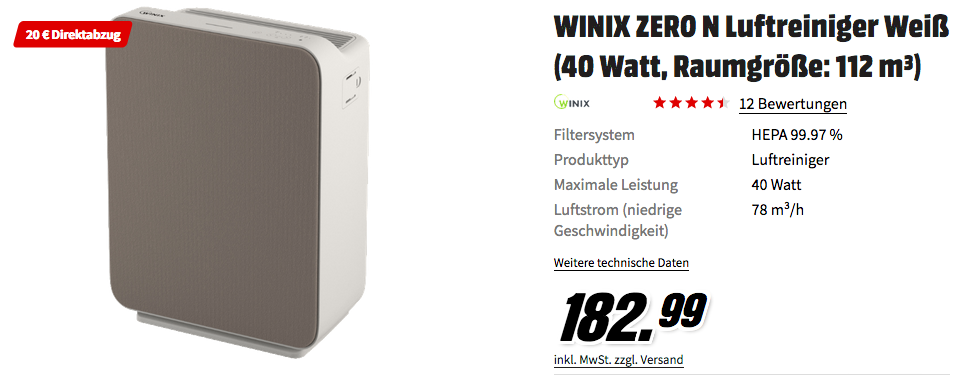 WINIX ZERO N Luftreiniger mit HEPA Filter und Kohlefilter WINIX ZERO N Luftreiniger mit HEPA Filter und Kohlefilter