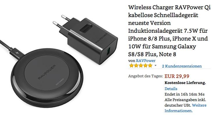 Wireless Charger RAVPower Qi kabellose Schnellladegerät - jetzt 19% billiger Wireless Charger RAVPower Qi kabellose Schnellladegerät - jetzt 19% billiger