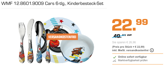 WMF 12.8601.9009 Cars Kinderbesteck-Set 6-tlg. WMF 12.8601.9009 Cars Kinderbesteck-Set 6-tlg.