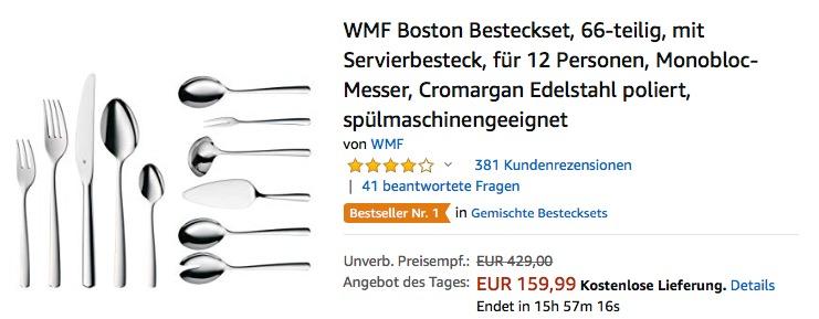 WMF Boston 66-teiliges Besteckset mit Servierbesteck - jetzt 15% billiger WMF Boston 66-teiliges Besteckset mit Servierbesteck - jetzt 15% billiger