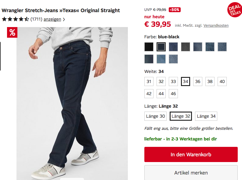 Wrangler Herren Stretch-Jeans »Texas« Original Straight in versch. Farben und Größen Wrangler Herren Stretch-Jeans »Texas« Original Straight in versch. Farben und Größen