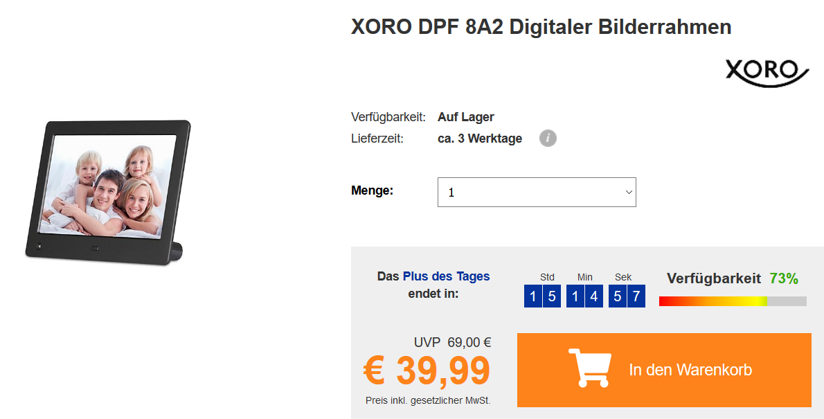 XORO DPF 8A2 Digitaler Bilderrahmen XORO DPF 8A2 Digitaler Bilderrahmen