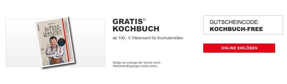 XXXLutz - Aktion: Gratis Kochbuch „Die Foodwerkstatt“ ab 100€ für Kochutensilien XXXLutz - Aktion: Gratis Kochbuch „Die Foodwerkstatt“ ab 100€ für Kochutensilien