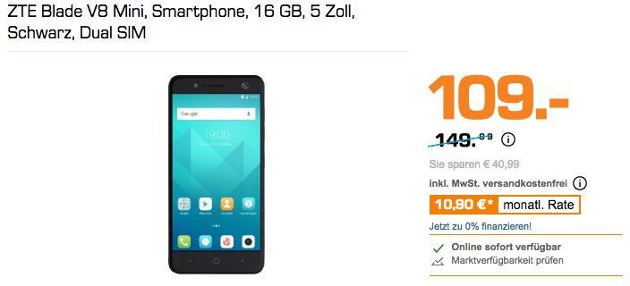 ZTE Blade V8 Mini, Smartphone, 16 GB, 5 Zoll, Schwarz, Dual SIM - jetzt 23% billiger ZTE Blade V8 Mini, Smartphone, 16 GB, 5 Zoll, Schwarz, Dual SIM - jetzt 23% billiger